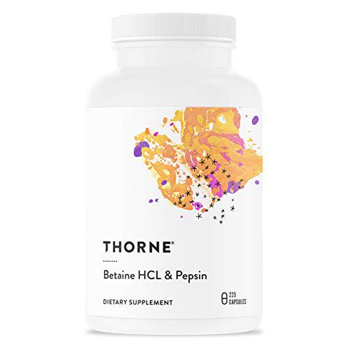 Thorne Research - Betaine HCL and Pepsin - Digestive Enzymes for Protein Breakdown and Absorption - 225 Capsules