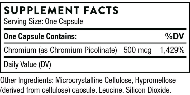 Thorne Research - Chromium Picolinate - Chromium Supplement to Aid Metabolism of Carbs and Sugar - 60 Capsules