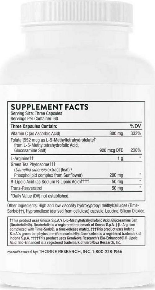Thorne Research - Perfusia Plus - Sustained-Release L-Arginine Plus Cofactors to Support Heart Health, Nitric Oxide Production, and Optimal Blood Flow - 180 Capsules