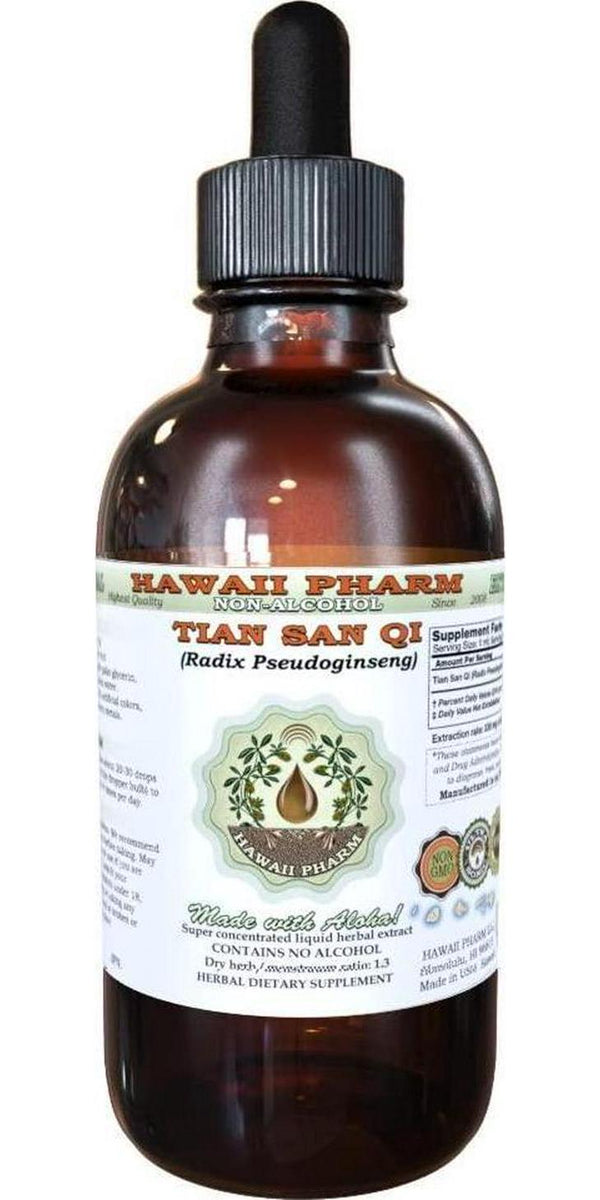 Tian San Qi Alcohol-Free Liquid Extract, Tian San Qi (Radix Pseudoginseng) Dried Root Glycerite Natural Herbal Supplement, Hawaii Pharm, USA 2 fl.oz