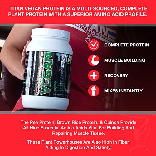 Titan Vegan Protein Powder (2 lbs) - 100% Plant-Based with 9 Essential Amino Acids + Antioxidant-Rich Superfoods - Clean, Non-Dairy High-Fiber Shake - Build Lean Muscle and Burn Fat - Velvet Mousse