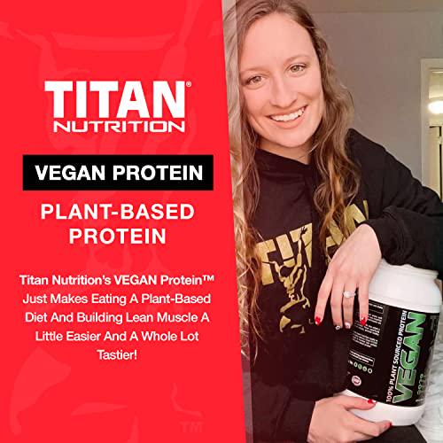 Titan Vegan Protein Powder (2 lbs) - 100% Plant-Based with 9 Essential Amino Acids + Antioxidant-Rich Superfoods - Clean, Non-Dairy High-Fiber Shake - Build Lean Muscle and Burn Fat - Velvet Mousse