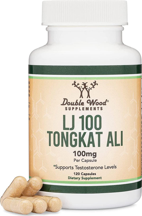 Tongkat Ali for Men (120 Capsules) - Only Clinically Proven and Patented Tongkat Ali Formula (LJ100 Std to 40% Glycosaponins, 22% Eurypeptides) Manufactured in The USA by Double Wood Supplements