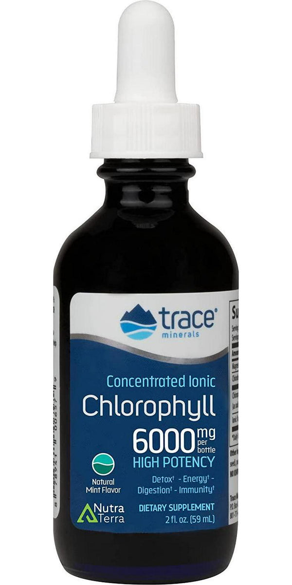 Trace Minerals Mint Flavored Chlorophyll 120 Servings- Stimulates Immune Function - Antioxidant - Detox - Reduce Bad Body Odors - Increase Energy - Stamina - 2 oz