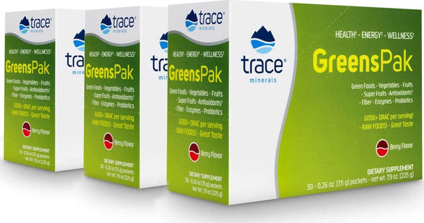 Trace Minerals Research PGG02 - Greens Pak, 30 Packets (Berry) (3 Pack)