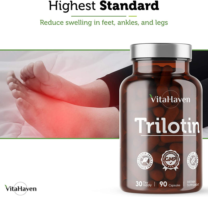 Trilotin: Swollen Feet and Ankles Treatment for Women and Men with Edema of The Lower Leg - Reduce Swelling in Feet and Ankles from Water Retention- Includes: Dandelion Root, Parsley Leaf and More