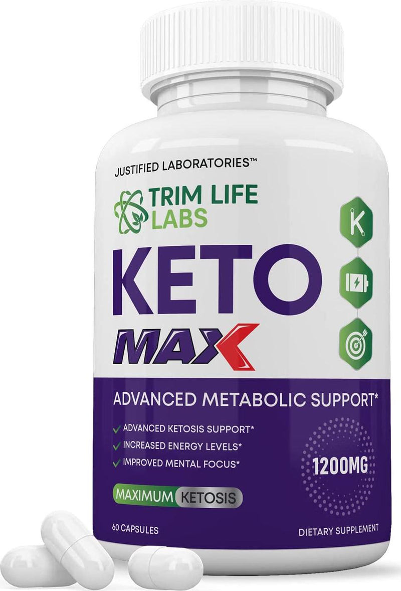 Trim Life Labs Keto Max 1200MG Pills Includes Apple Cider Vinegar goBHB Strong Exogenous Ketones Advanced Ketogenic Supplement Ketosis Support for Men Women 60 Capsules