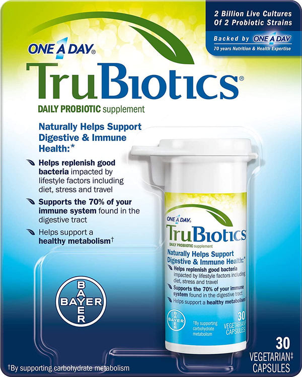TruBiotics Daily Probiotic, 30 Capsules - Gluten Free, Soy Free Digestive + Immune Health Support Supplement for Men and Women (Pack of 3)