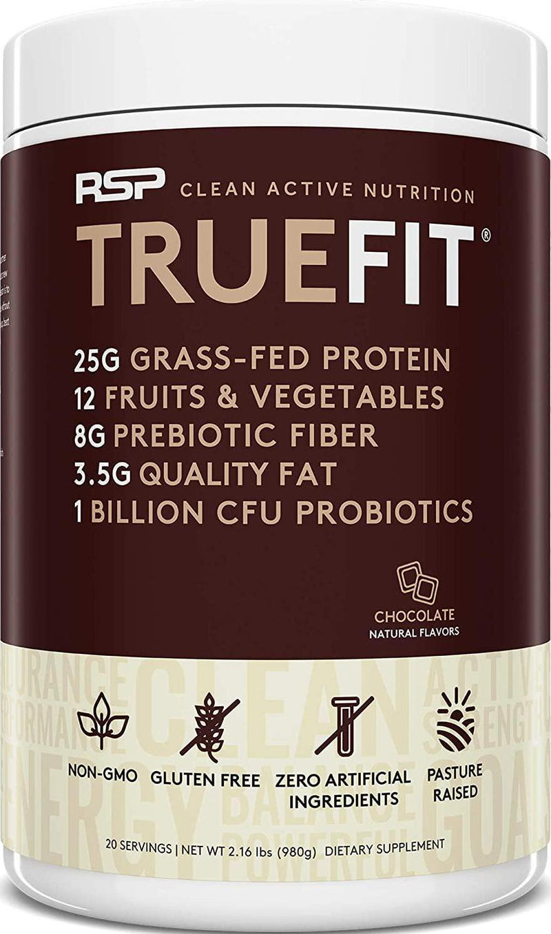 TrueFit Protein Powder (Chocolate 2 LB) with AminoLean Pre Workout Energy (Watermelon 30 Servings)
