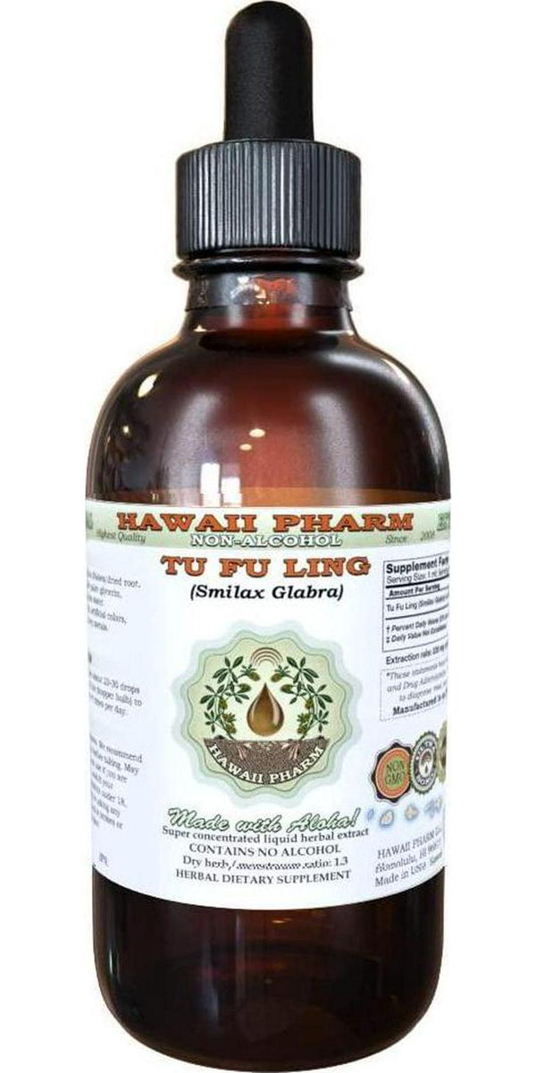 Tu Fu Ling Alcohol-Free Liquid Extract, Tu Fu Ling, Glabrous Greenbrier (Smilax Glabra) Root Glycerite Natural Herbal Supplement, Hawaii Pharm, USA 2 fl.oz