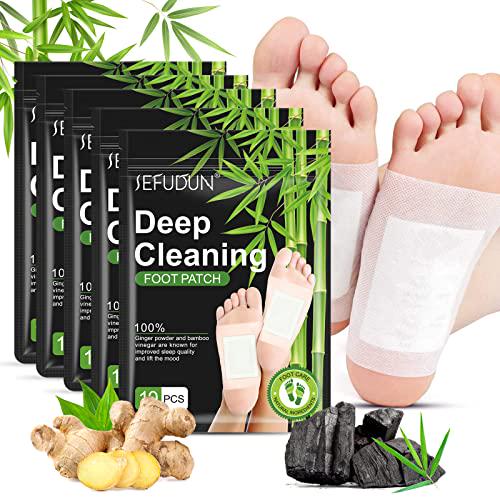Tudiqe 50PCS Foot Pads, Pure Natural Bamboo Vinegar Ginger Powder Foot Pad for Foot Care, Ginger Foot Pads for Better Sleep, Deep Cleansing Foot Patches