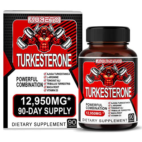 Turkesterone 12950mg w L-Arginine Tongkat Ali Ginseng Maca Root VIT D3- Energy Workout Memory Support 90 Days Supply (90 Count (Pack of 1))