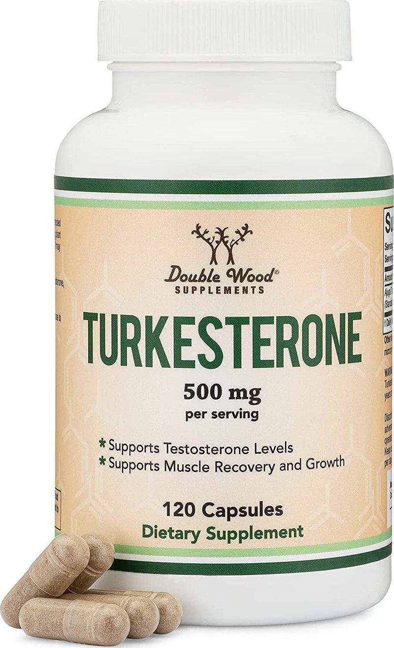 Turkesterone Supplement 500mg, 120 Capsules (Ajuga Turkestanica Extract Std. to 10% Turkesterone) Similar to Ecdysterone for Testosterone Support by Double Wood Supplements
