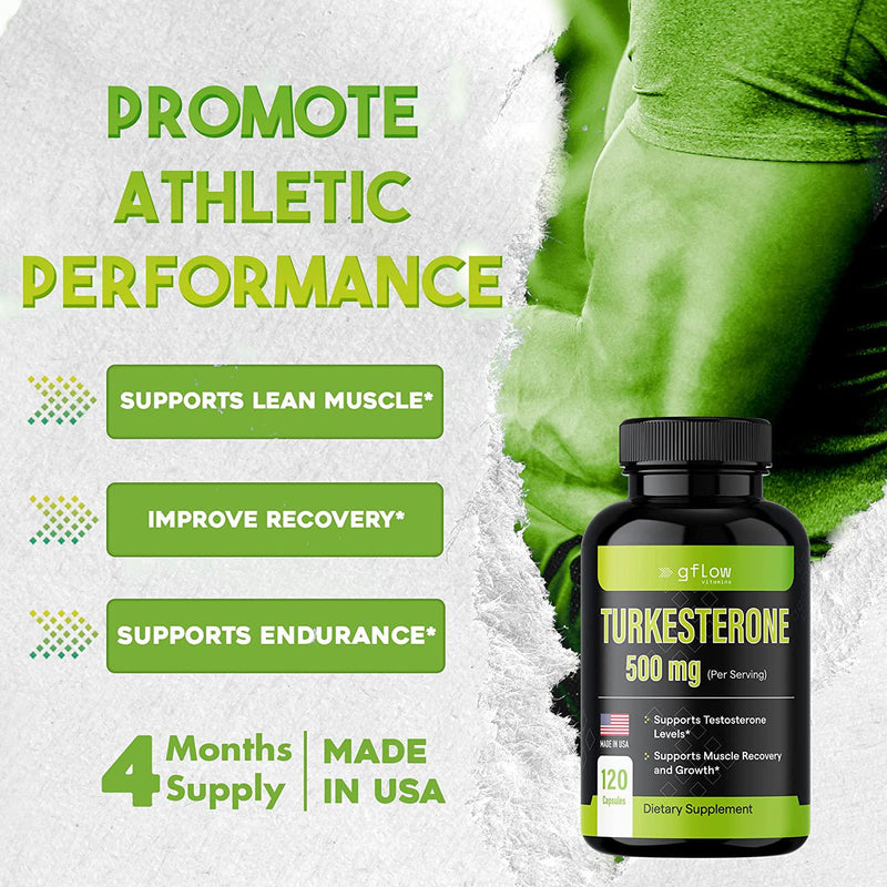 Turkesterone Supplement 500mg, 4 Month Supply (Ajuga Turkestanica Extract) Similar to Ecdysterone for Testosterone Support - Promotes Strength, Endurance, Muscle Growth - Max Purity Extract -USA