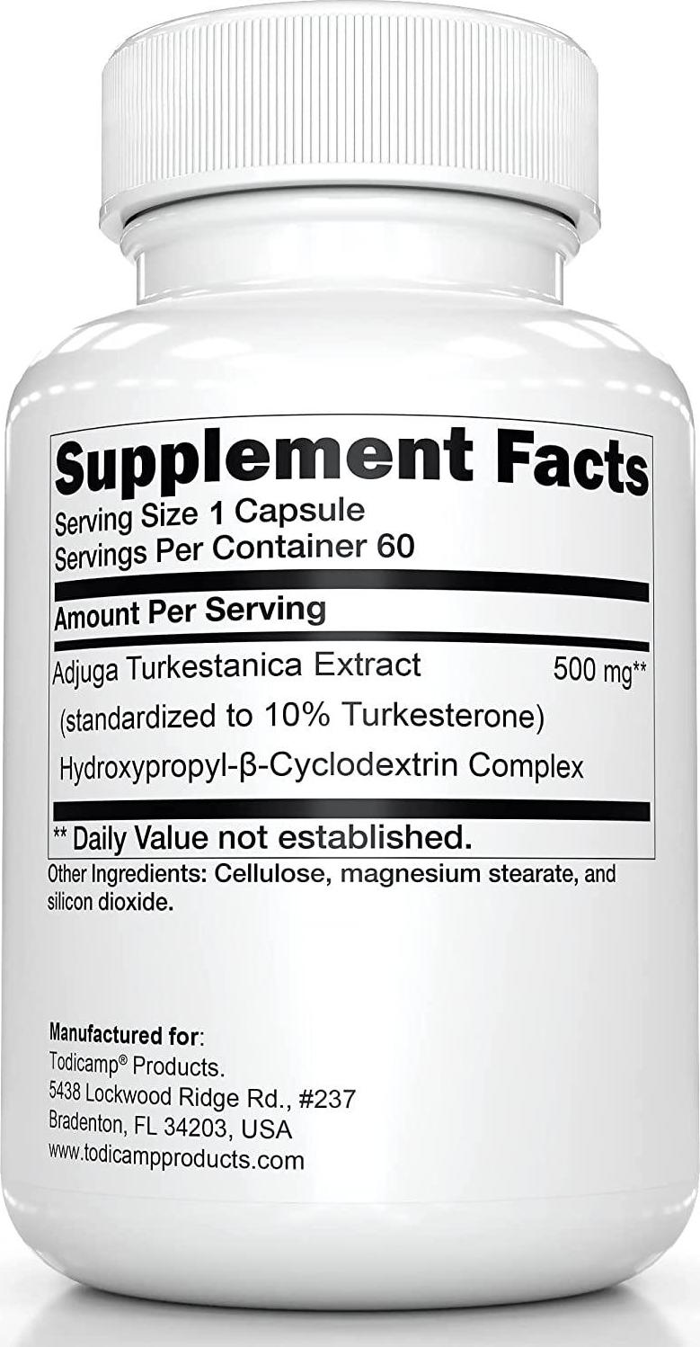 Turkesterone with Hydroxypropyl- -Cyclodextrin Complex by TODICAMP Ajuga Turkestanica Muscle Accelerator for Men - Turkesterone 500mg