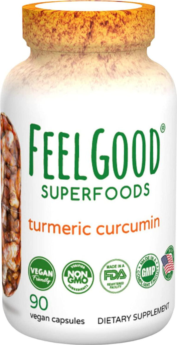 Turmeric Curcumin 1000mg | 90 Capsules | Fortified with Organic Curcuminoids and Organic Black Pepper Extract | Lab Tested for Purity | Anti-inflammatory Supplement | by Feelgood Superfoods