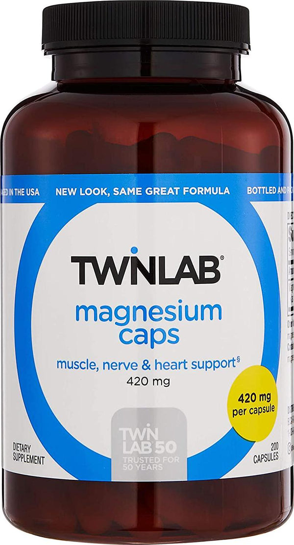 Twinlab Magnesium 400Mg | 200 capsules for Better Sleep, Muscle Ache, Nervous System and Energy Production