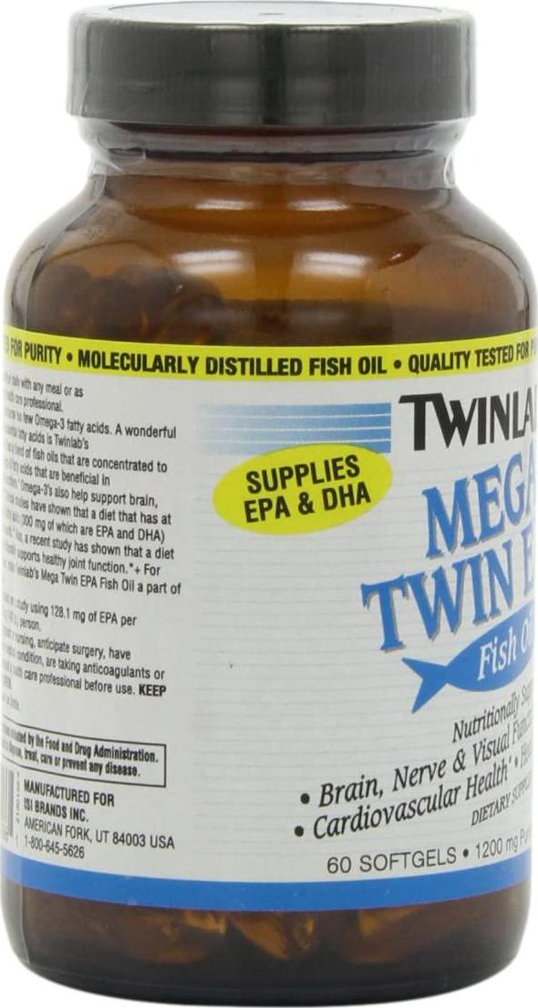 Twinlab Mega Twin EPA Fish Oil, 1200 mg, 60 Softgels