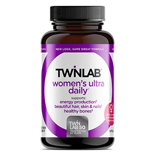 Twinlab Women's Ultra Daily Multivitamin | 120 Capsules| Dietary Supplement Supports Energy Production and Promotes Healthy Hair, Nails and Skin