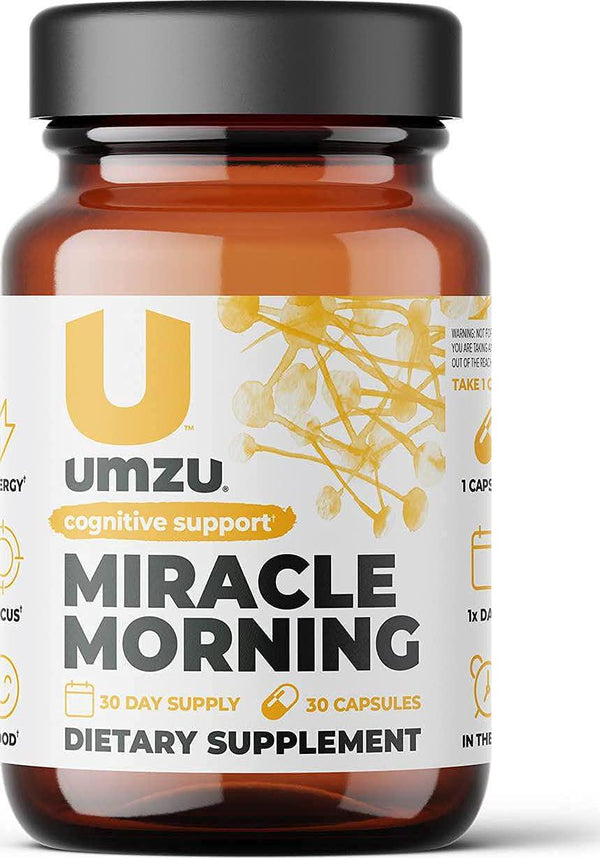 UMZU Miracle Morning Natural Energy Boosting Supplement - Improve Focus, Productivity and Cognitive Performance with Caffeine and Teacrine - 30 Day Supply