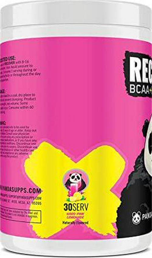 UNDERGROUND BIO LABS PANDA SUPPS RECOVER BCAA + HYDRATION -30 Servings, 5G BCAA 2:1:1, 1G L-Tyrosine, Coconut Water Powder, L-Glutamine, STIM-FREE, Superior Taste and Absorption (Hard Pink Lemonade)