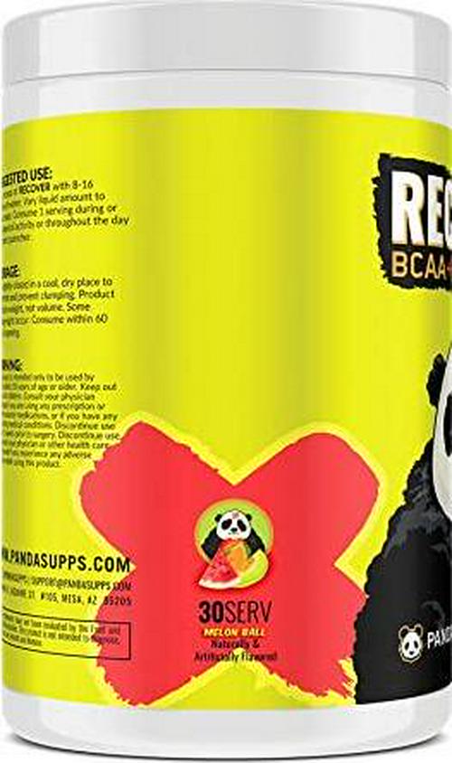 UNDERGROUND BIO LABS Panda SUPPS Recover BCAA + Hydration - 30 Servings, 5G BCAA 2:1:1, 1G L-Tyrosine, Coconut Water Powder, L-Glutamine, STIM-Free, Superior Taste and Absorption (Melon Ball)