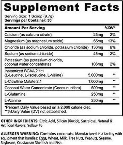 UNDERGROUND BIO LABS Panda SUPPS Recover BCAA + Hydration - 30 Servings, 5G BCAA 2:1:1, 1G L-Tyrosine, Coconut Water Powder, L-Glutamine, STIM-Free, Superior Taste and Absorption (Melon Ball)