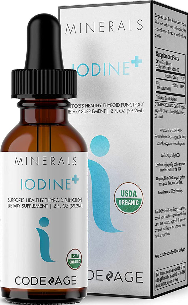 USDA Organic Iodine Drops 250 Mcg - 1+ Year Supply - Nascent Liquid Iodine Supplement Iodine Drops Solution - Pure, Clear Iodine - Vegan Iodine Liquid Drop - 2oz