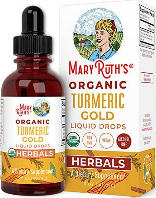 USDA Organic Turmeric Gold Liquid Drops by MaryRuth's | Liquid Herbal Blend | Turmeric Curcumin, Black Pepper, Cassia Cinnamon Bark, Ginger Root | Immune and Digestive Support | Non-GMO, Vegan, 1oz