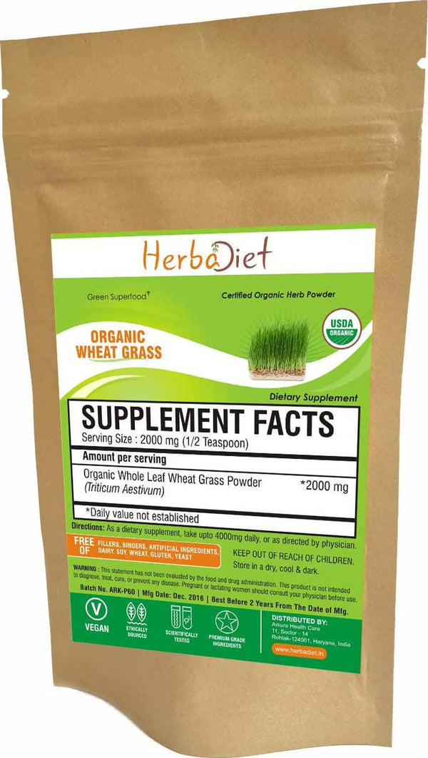 USDA Organic Wheat Grass Powder Whole Leaf Certified Green Superfood Bulk Raw Vegan NON-GMO Detox (240 gram / 2 Month Supply)