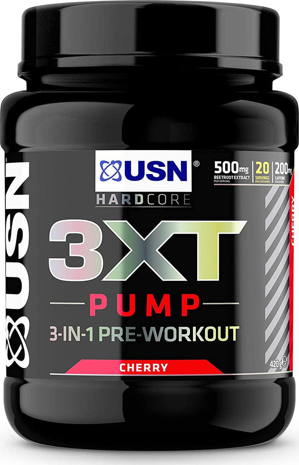 USN 3XT Pump Cherry 420 g: Pre Workout Supplement and Energy Powder With Caffeine, EnXtra and AstraGin