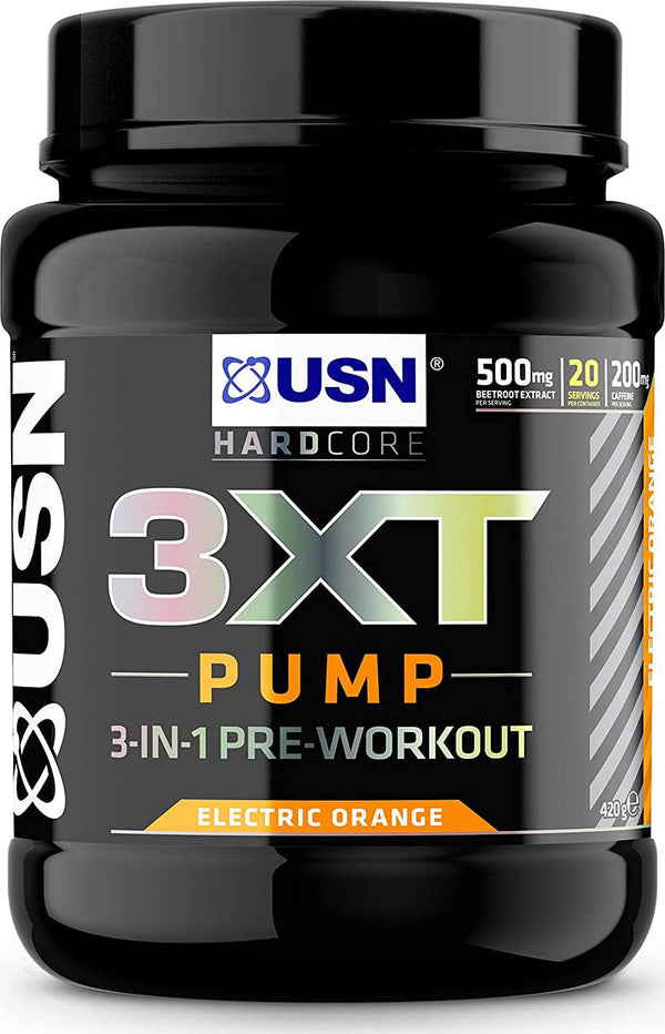 USN 3XT Pump Orange 420 g: Pre Workout Supplement and Energy Powder With Caffeine, EnXtra and AstraGin