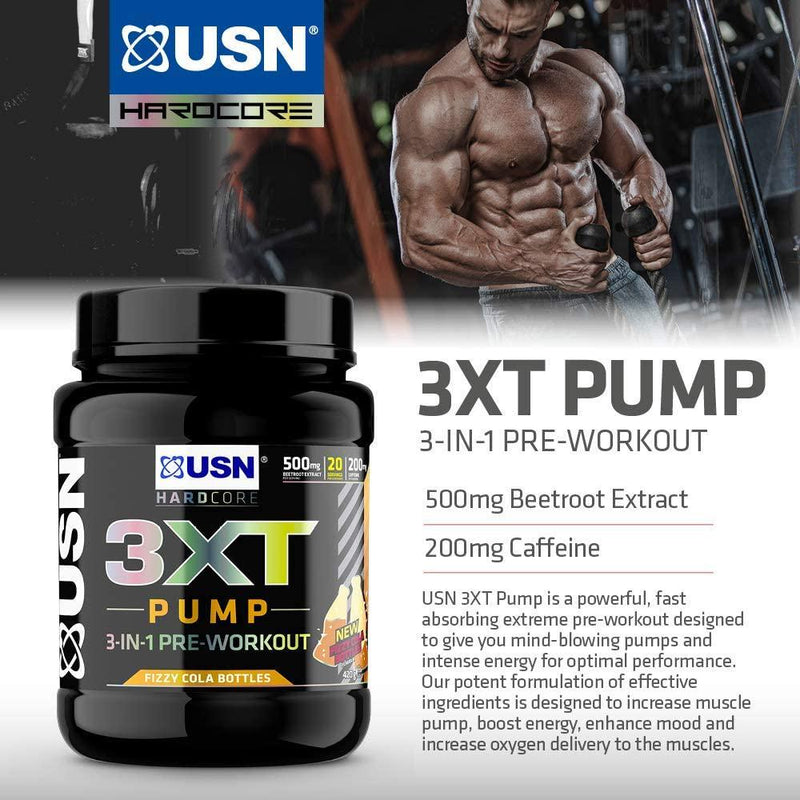 USN 3XT Pump Orange 420 g: Pre Workout Supplement and Energy Powder With Caffeine, EnXtra and AstraGin