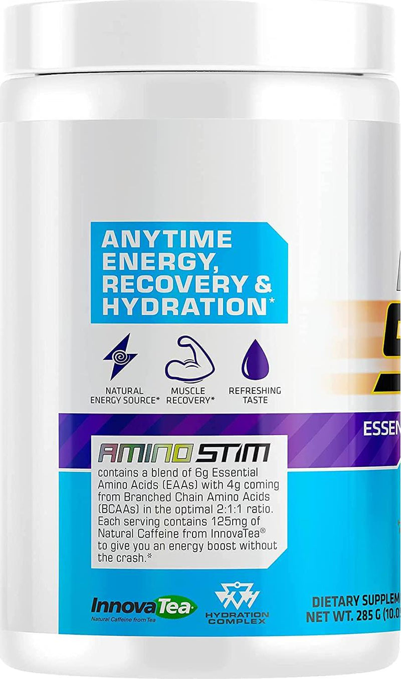 USN Amino Stim EAAs (Essential Amino Acids) + Energy, 125mg Caffeine, 6g Essential Amino Acids, Hydration Complex, Muscle Growth Recovery, Blue Raspberry, 10.05 Ounce (Pack of 1)