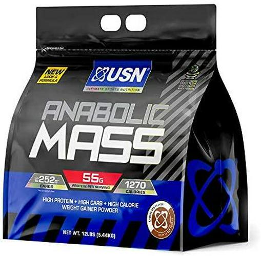 USN Anabolic Mass Chocolate, Sports Nutrition Weight Gainer Supplement, Whey Protein Concentrate, Whey Protein Isolate, Casein, Egg White Protein, MCT derived from Coconut,12 Pound (Pack of 1)