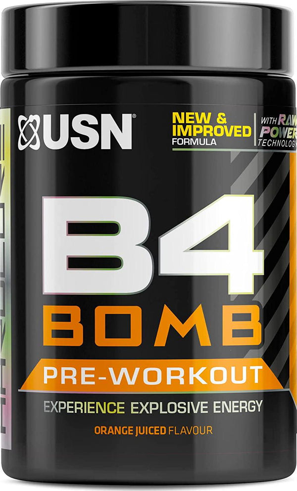 USN B4 Bomb Fruit Orange 300g: Pre workout Energy Drink with Creatine, Caffeine, Zynamite and L-Citrulline