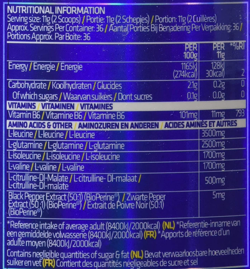 USN BCAA Power Punch, BCAA Powder with Vitamin B6 Intra Workout Amino Drink, Tangerine, 400 g, UN140