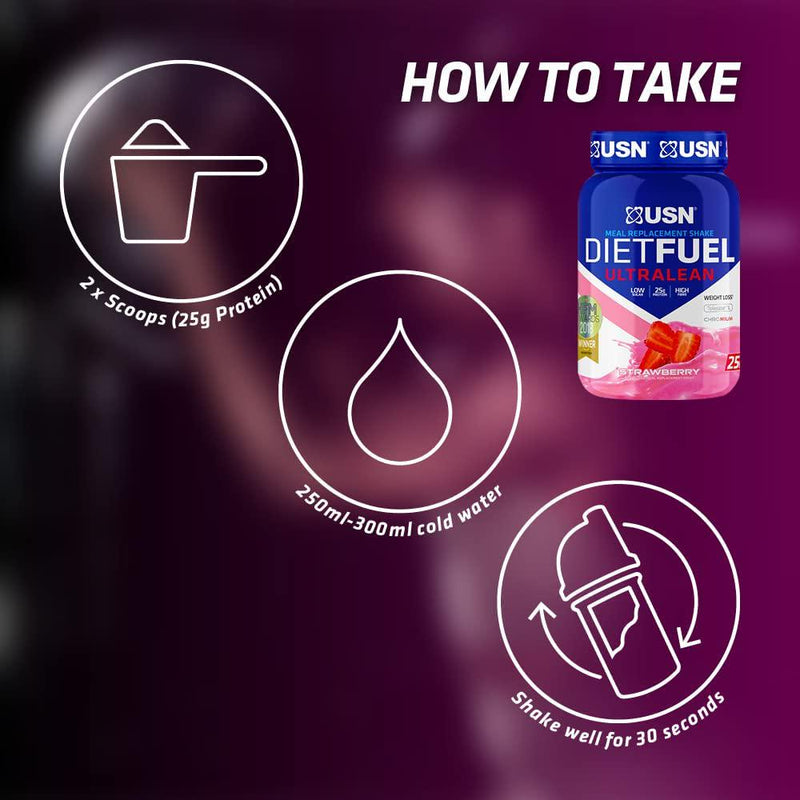 USN Diet Fuel Strawberry UltraLean 1 kg: Weight Control and Meal Replacement Powder
