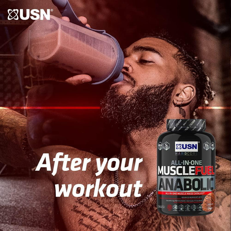 USN Muscle Fuel Anabolic All In One Muscle Builder Protein Shake, with Creatine and Whey Protein Chocolate 2 kg