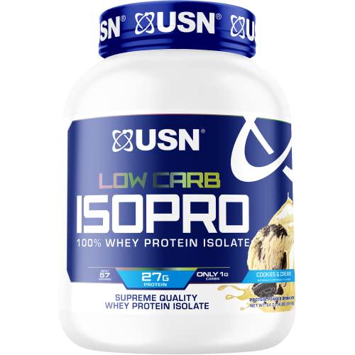 USN Supplements Low Carb IsoPro 100% Whey Protein Isolate Powder - Keto Friendly, Sugar Free and Low Calorie, Cookies and Cream, 4 Pound (Pack of 1)