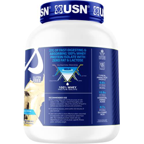 USN Supplements Low Carb IsoPro 100% Whey Protein Isolate Powder - Keto Friendly, Sugar Free and Low Calorie, Cookies and Cream, 4 Pound (Pack of 1)