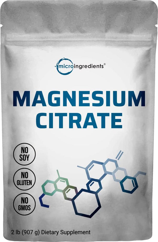 US Origin Pure Magnesium Citrate Powder, 2 Pounds (32 Ounce), Powerfully Supports Cardiovascular Function, Relaxation and Nutrient Utilization, No GMOs and Vegan Friendly