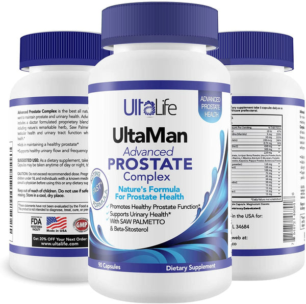 UltaLife Advanced Saw Palmetto Prostate Supplement For Men w/ Beta Sitosterol + #1 Rated Best Health Formula to Reduce Urge For Frequent Urination, DHT Blocker, Improve Sleep, Performance- 90 Capsules