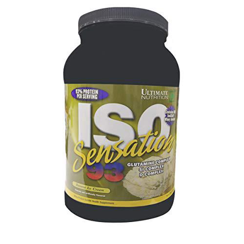 Ultimate Nutrition Iso Sensation 93 with Glutamine Complex Low Carb Whey Protein Isolate Powder 30 Grams of Protein, Fat Free, Keto Friendly, Banana Ice Cream, 2 Pounds