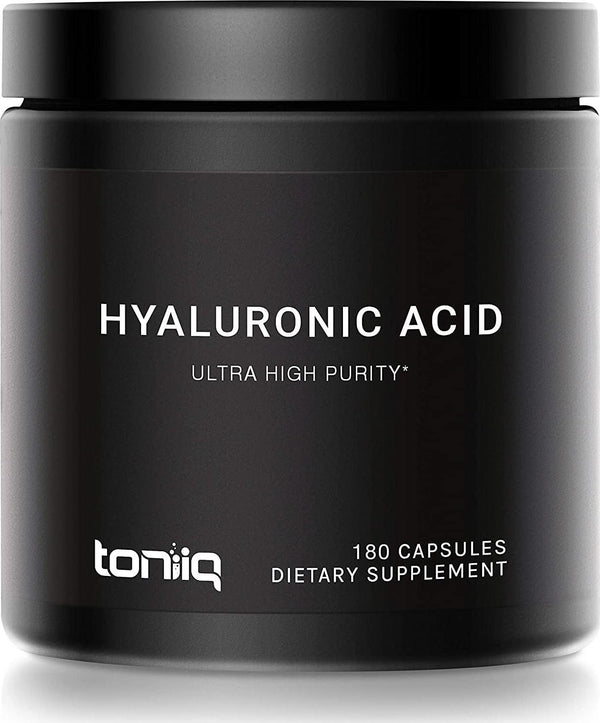 Ultra High Purity Hyaluronic Acid Capsules - 275mg Formula - Non-GMO Fermentation - High Strength with Vitamin C - 180 Capsules