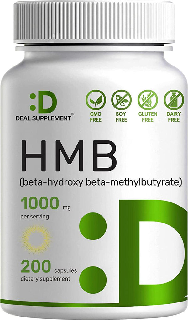 Ultra Strength HMB Supplements 1000mg Per Serving, 200 Capsules | Third Party Tested | Supports Muscle Growth, Retention and Lean Muscle Mass - Fast Workout Recovery