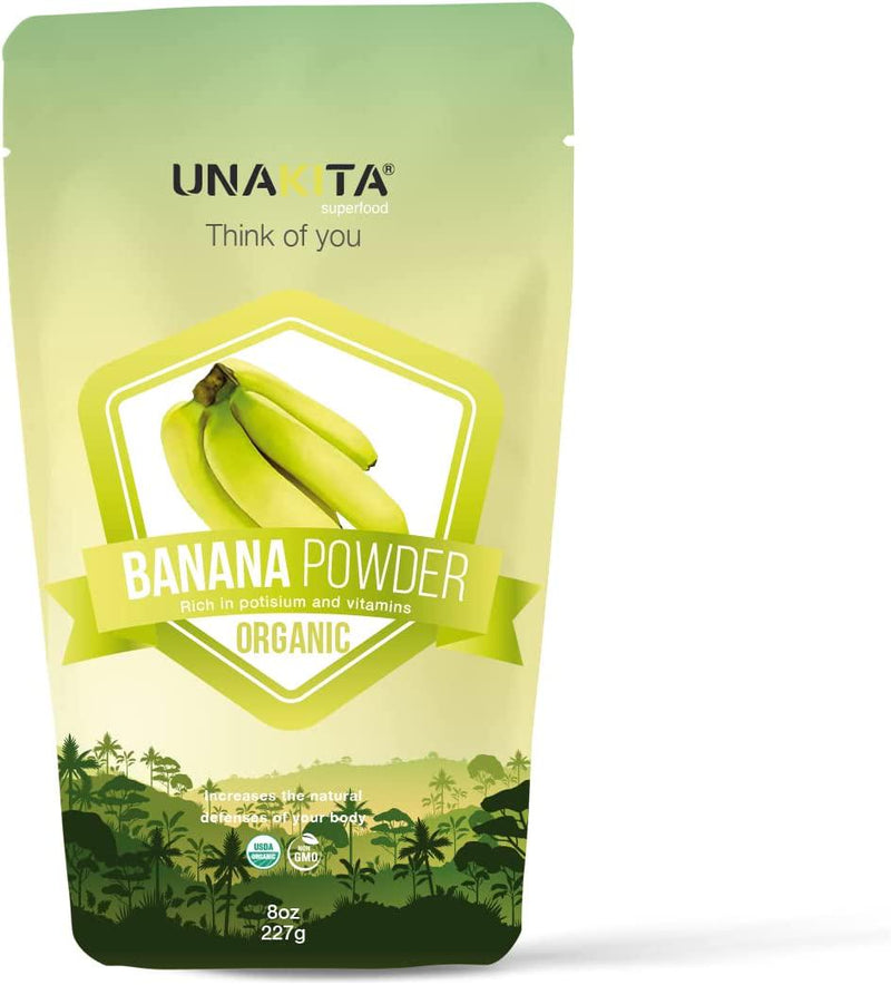 Unakita Organic Banana Fruit Powder, All Natural, Gluten-Free, Freeze-Dried, Raw, Vegan, No Fillers, Non-GMO, Source of Fiber and Vitamins, Super Food, Great Source of Protein for Smoothies (8oz).