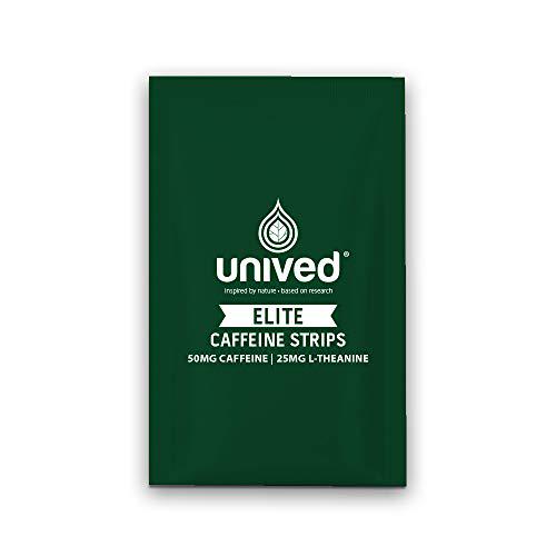 Unived Elite Caffeine Strips | Rapid Mouth Dissolving Strips | 50mg Caffeine 25mg L-Theanine for Mental Clarity and Focus | Pre-Workout for Strength and Endurance Athletes (25 Strips)