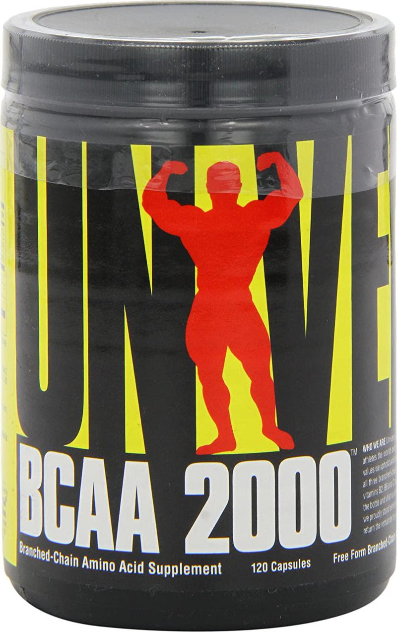 Universal Nutrition BCAA 2000 Pure Capsules, Free Form BCAAs with Co-Factors, 120-Count Bottles
