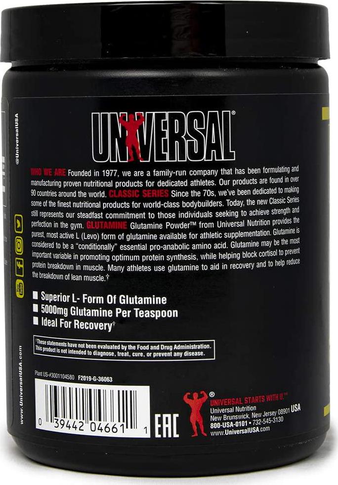 Universal Nutrition Glutamine, Recovery Supplement, 300-Gram Plastic Jars